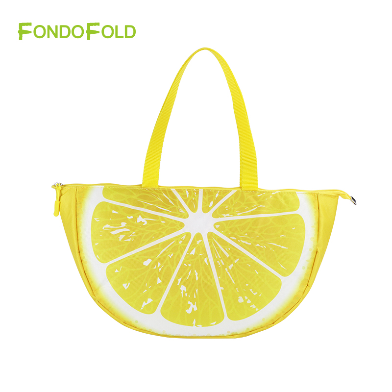 3D Lemon Slice Novelty Insulated Cooler Bag Cute Fruit Shape PThermal Lunch Tote